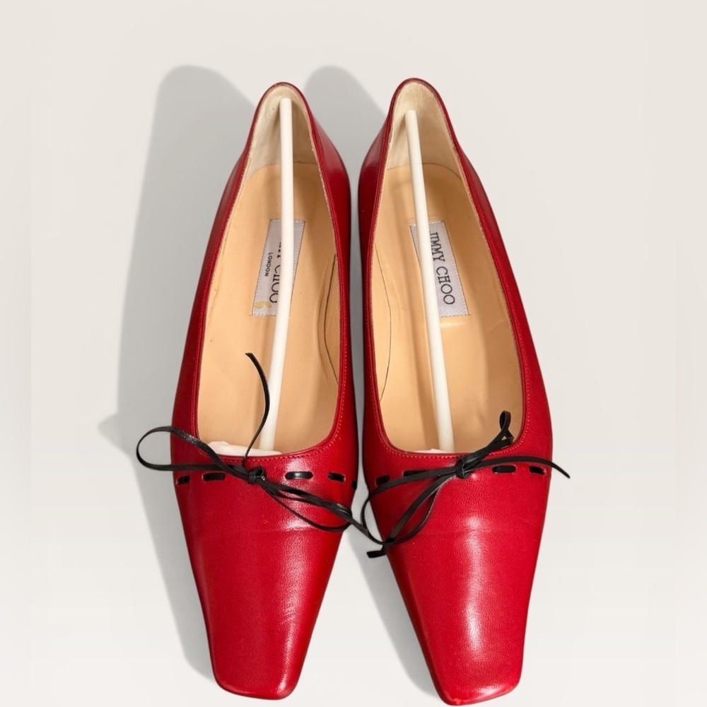 Jimmy Choo Red Leather Flats